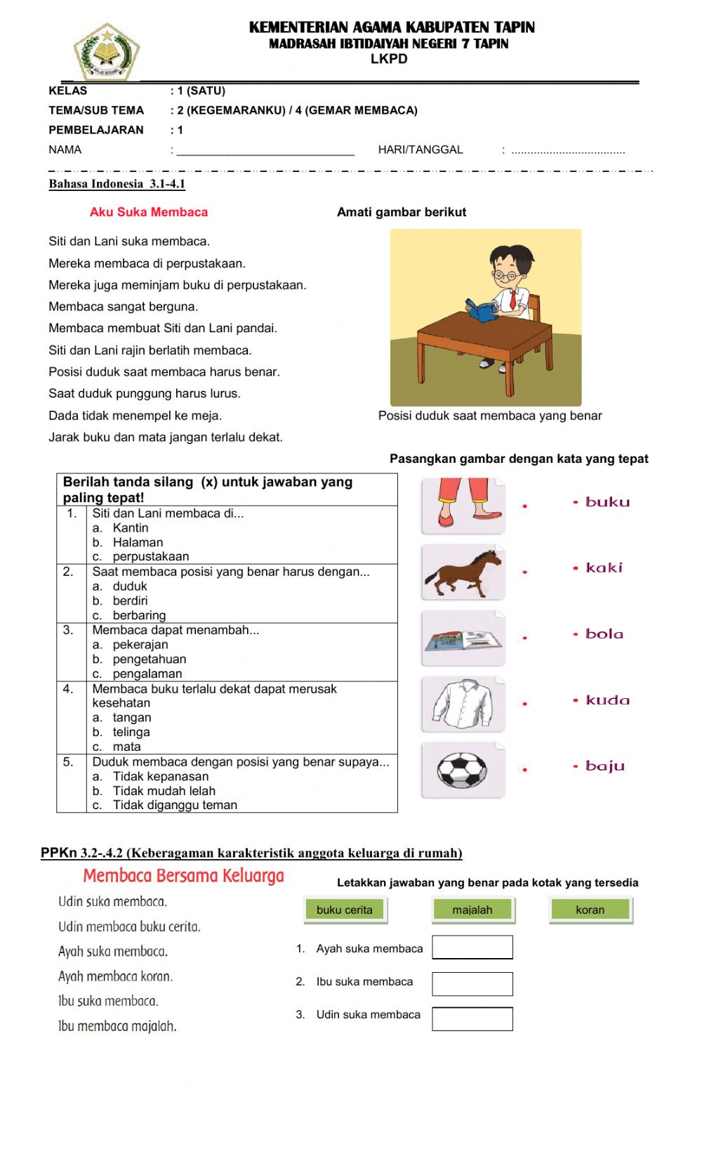 Detail Contoh Lkpd Sd Kelas 1 Nomer 4