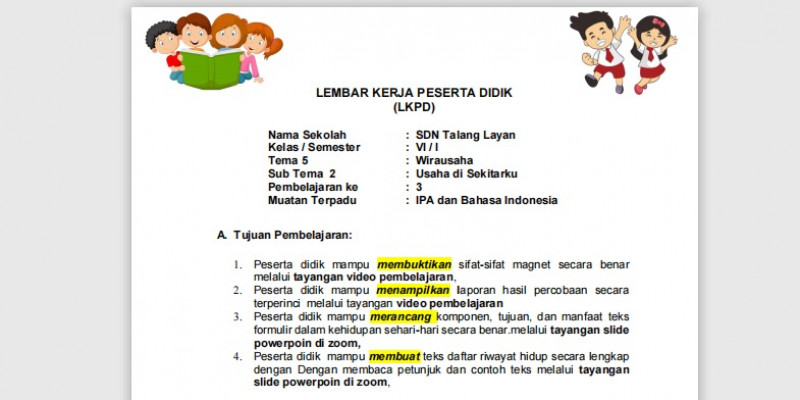 Detail Contoh Lkpd Sd Kelas 1 Nomer 51