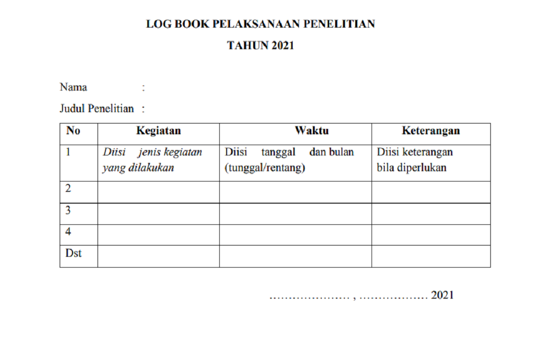 Detail Contoh Log Book Penelitian Nomer 35