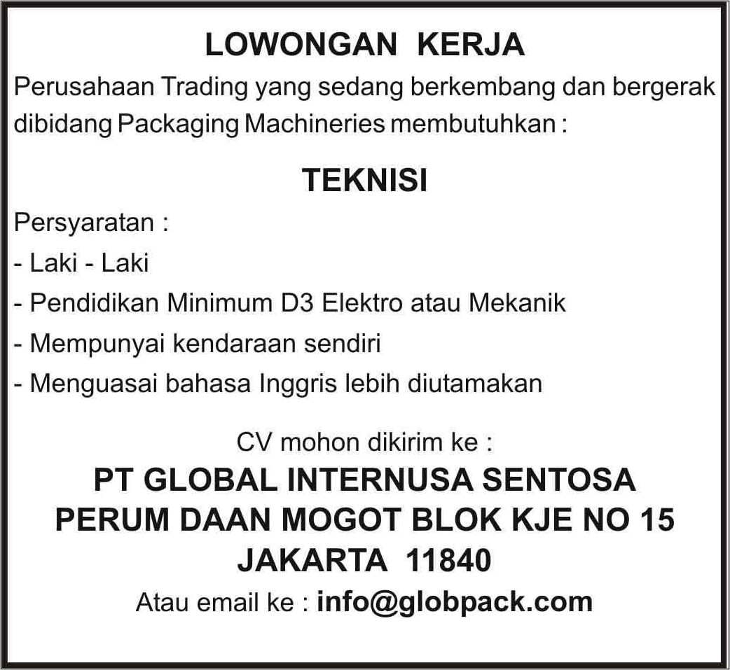 Detail Contoh Lowongan Pekerjaan Dan Surat Lamarannya Nomer 7