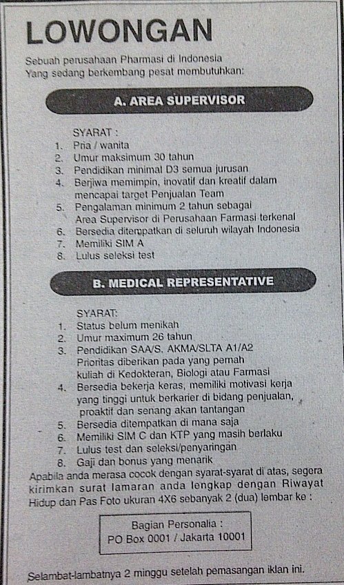 Detail Contoh Lowongan Pekerjaan Di Koran Nomer 15