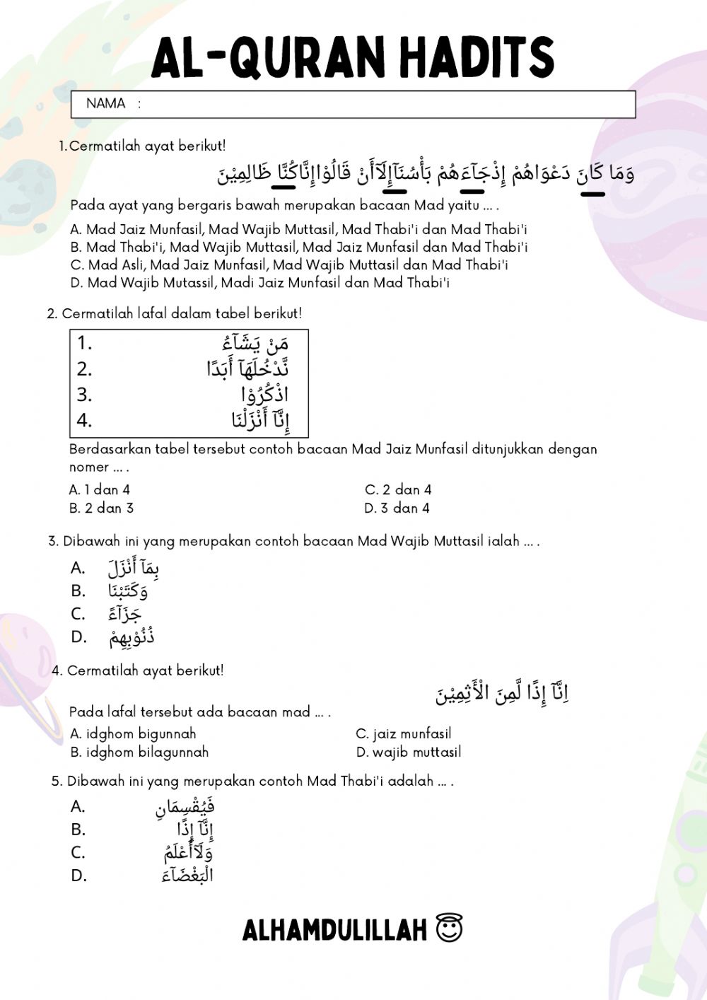 Detail Contoh Mad Wajib Muttasil Dalam Al Quran Nomer 24