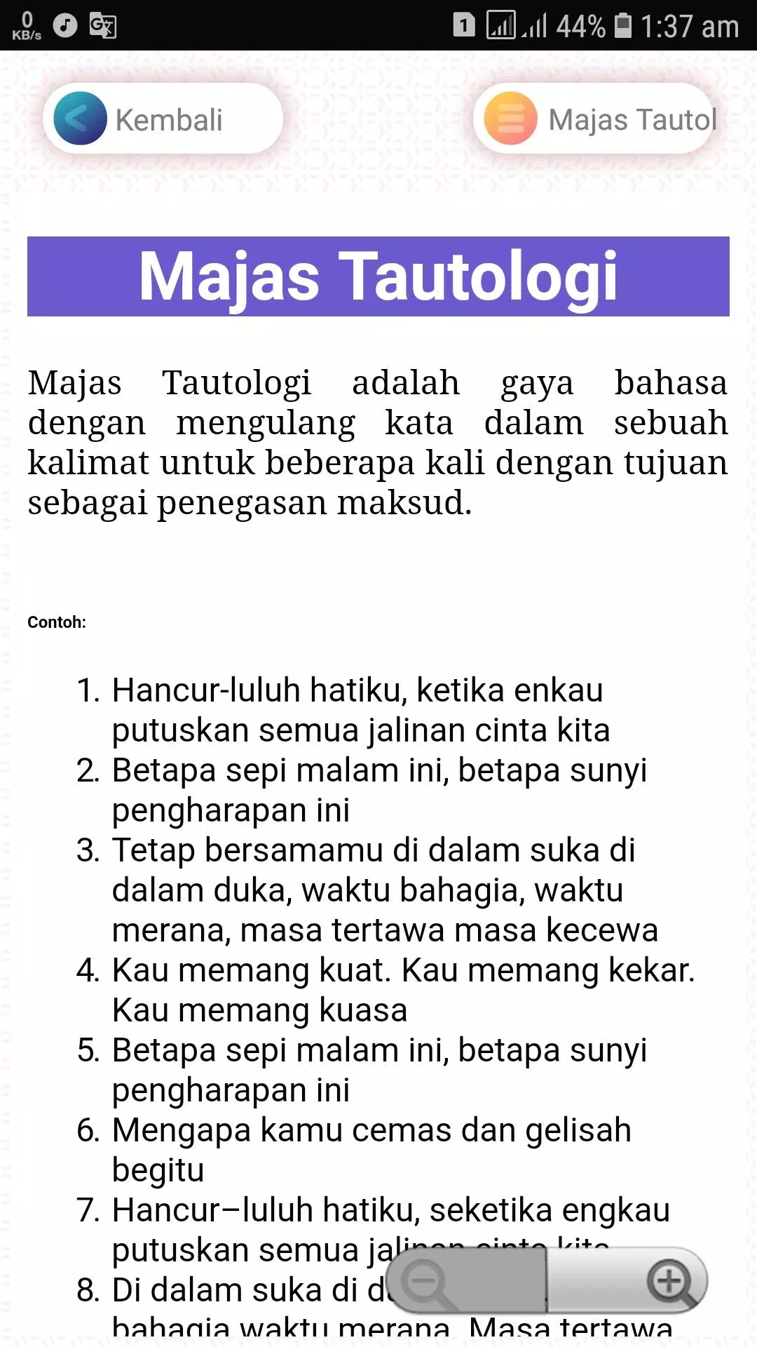 Detail Contoh Majas Tautologi Nomer 8