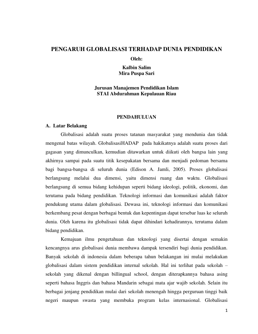 Detail Contoh Makalah Globalisasi Nomer 6