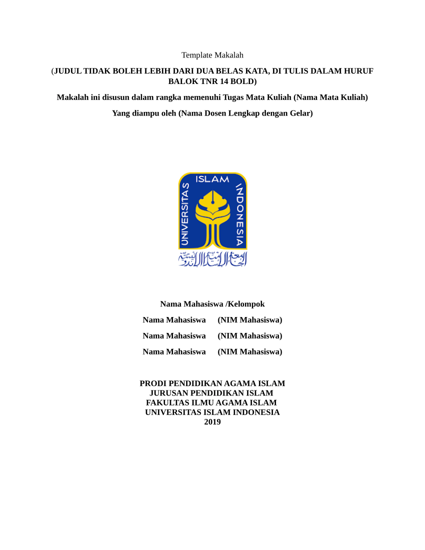 Detail Contoh Makalah Mahasiswa Lengkap Nomer 13