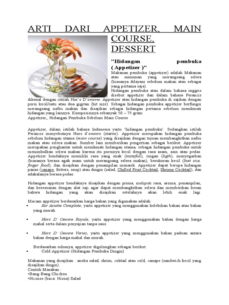 Detail Contoh Makanan Appetizer Main Course Dessert Nomer 52