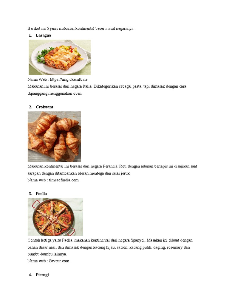 Halaman Unduh untuk Berikut Ini 5 Jenis Makanan Kontinental Beserta