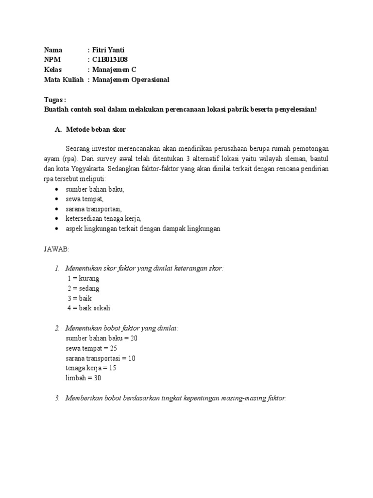 Detail Contoh Manajemen Operasional Nomer 21