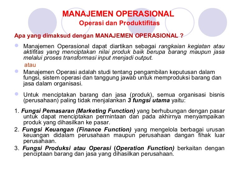 Contoh Manajemen Operasional Perusahaan Jasa - KibrisPDR