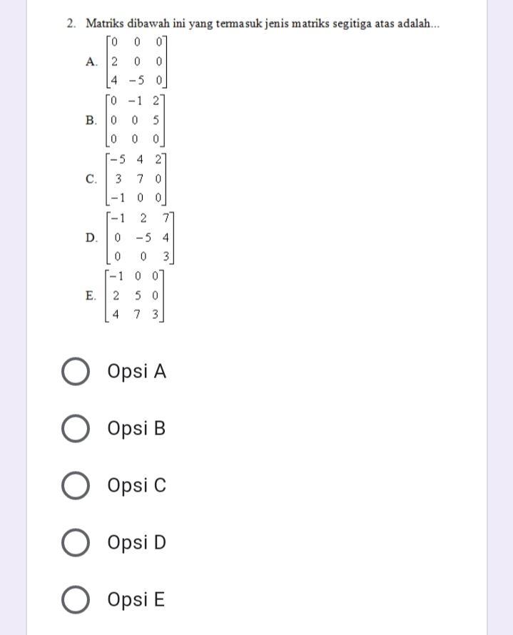 Detail Contoh Matriks Segitiga Atas Nomer 33