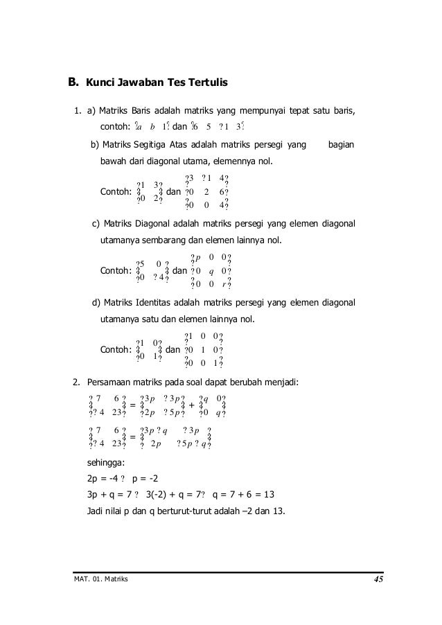 Detail Contoh Matriks Segitiga Atas Nomer 44