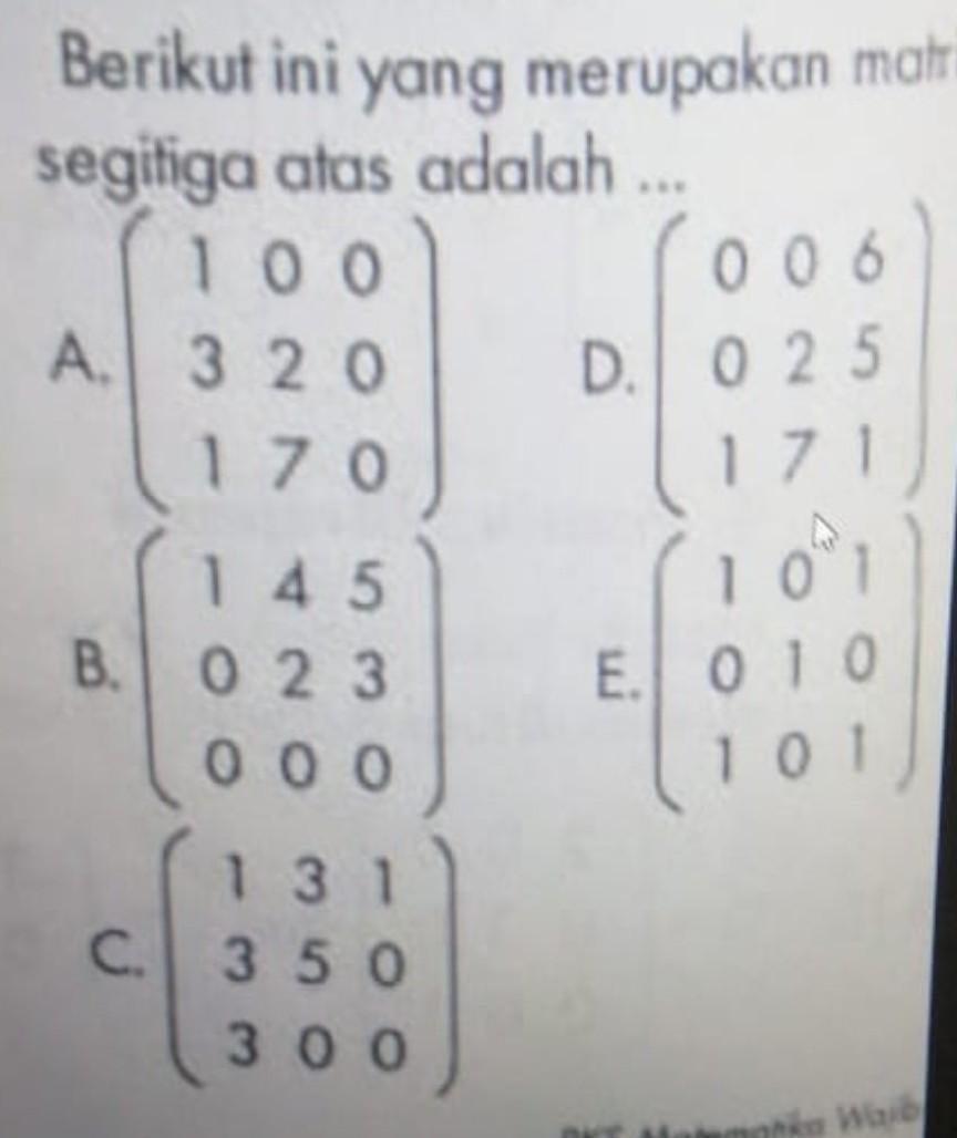 Detail Contoh Matriks Segitiga Atas Nomer 9