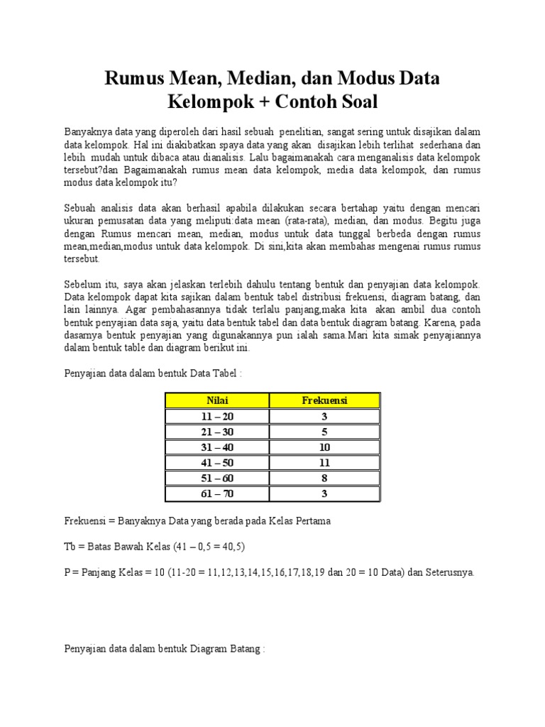 Detail Contoh Mean Median Modus Nomer 42