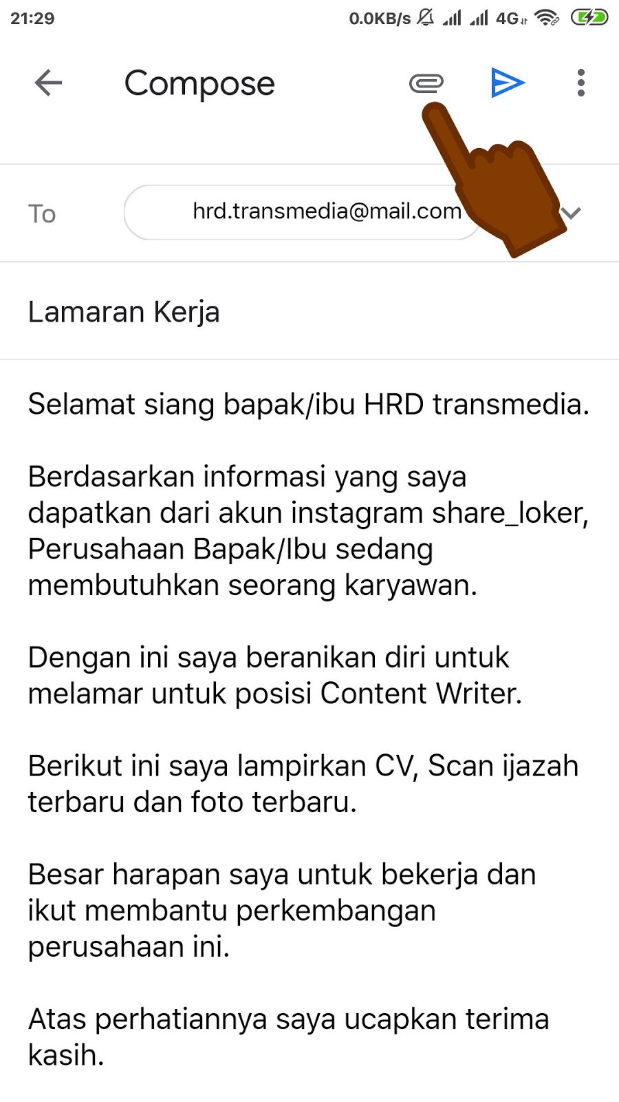 Detail Contoh Melamar Lewat Email Nomer 27