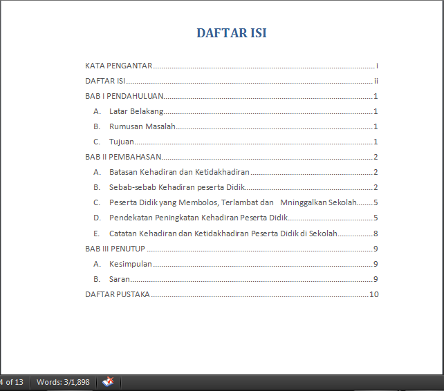 Detail Contoh Membuat Daftar Isi Nomer 18