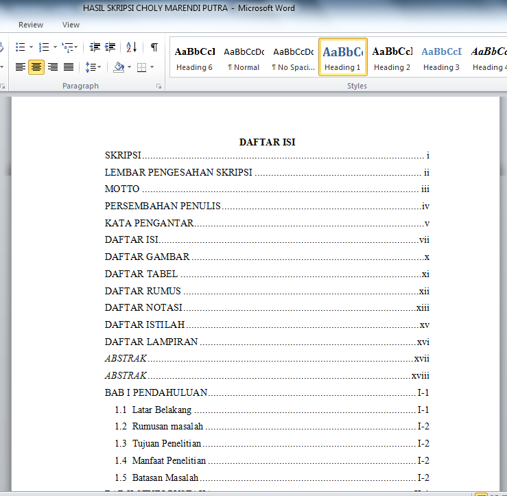 Detail Contoh Membuat Daftar Isi Nomer 50