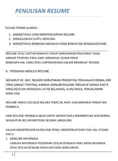 Contoh Membuat Resume - KibrisPDR