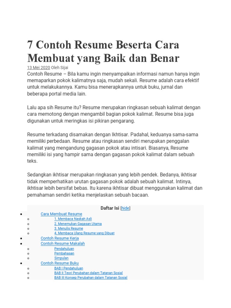 Detail Contoh Membuat Resume Nomer 23