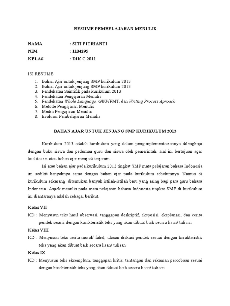 Detail Contoh Membuat Resume Nomer 30