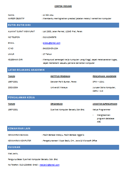 Detail Contoh Membuat Resume Nomer 6