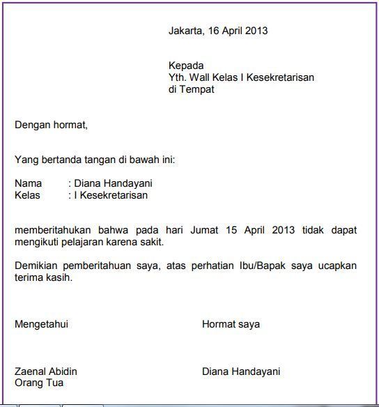 Detail Contoh Membuat Surat Izin Tidak Masuk Kerja Nomer 6