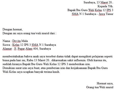 Detail Contoh Membuat Surat Izin Tidak Masuk Sekolah Nomer 42