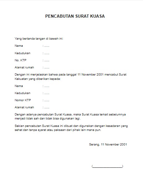 Detail Contoh Membuat Surat Kuasa Nomer 22