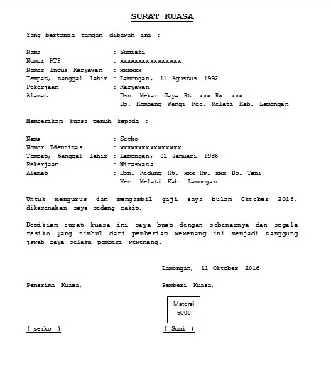 Detail Contoh Membuat Surat Kuasa Nomer 41