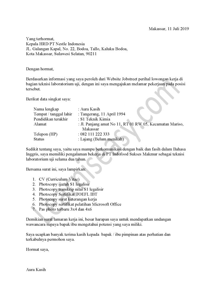 Detail Contoh Membuat Surat Lamaran Kerja Yang Baik Dan Benar Nomer 35