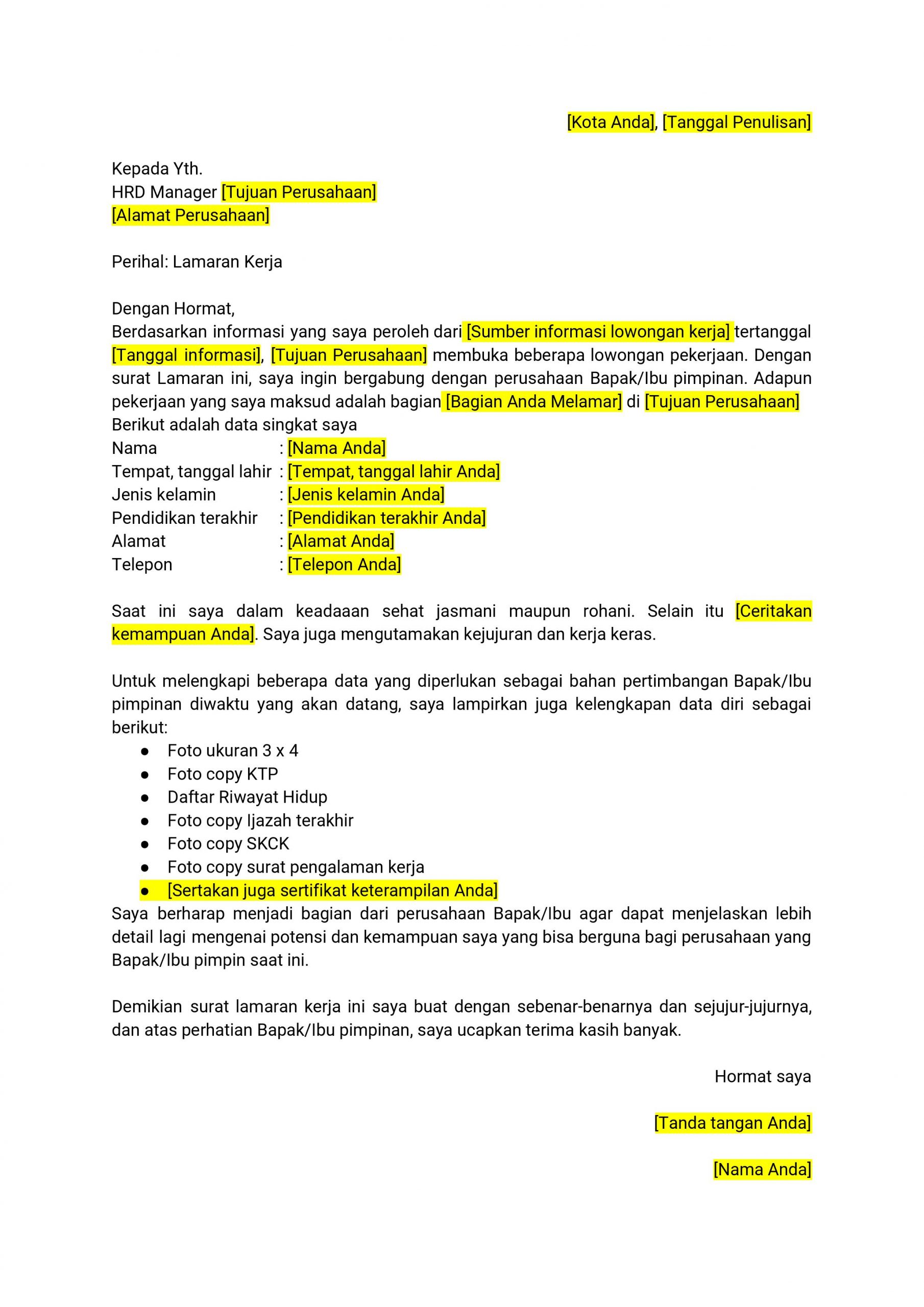 Detail Contoh Membuat Surat Lamaran Pekerjaan Nomer 46