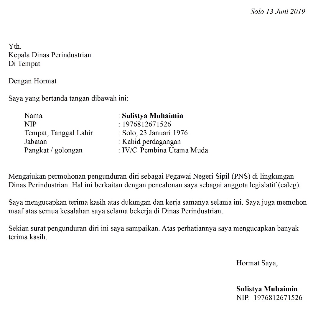 Detail Contoh Membuat Surat Resign Yang Baik Dan Benar Nomer 7