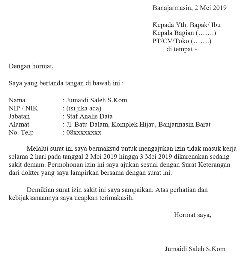 Detail Contoh Membuat Surat Sakit Nomer 13