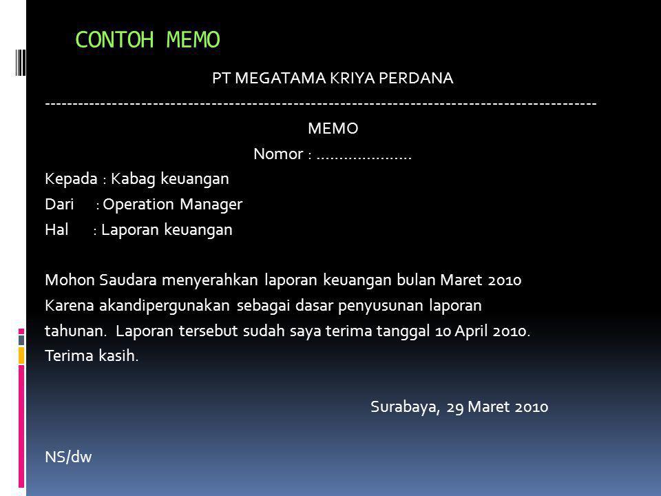 Detail Contoh Memo Bisnis Nomer 19