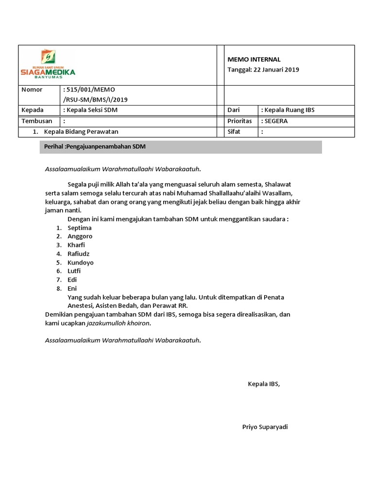 Detail Contoh Memo Internal Nomer 23