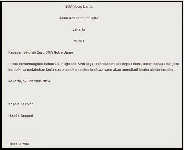 Detail Contoh Memo Singkat Nomer 13