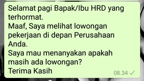 Contoh Menanyakan Lowongan Kerja Lewat Wa - KibrisPDR