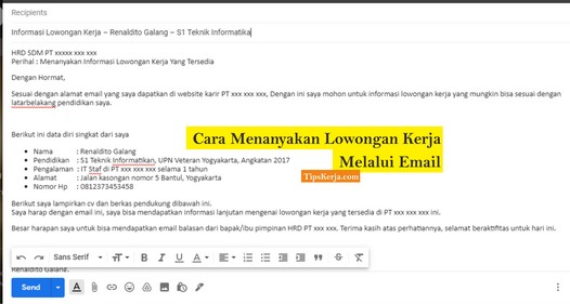 Detail Contoh Menanyakan Lowongan Kerja Lewat Wa Nomer 34