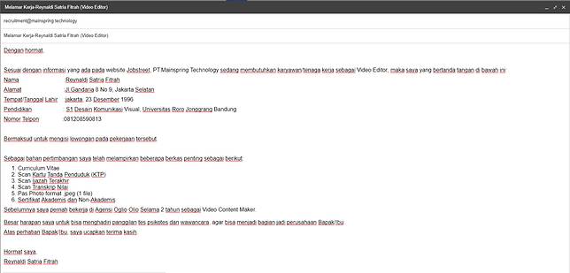 Detail Contoh Mengirim Email Lamaran Kerja Nomer 43