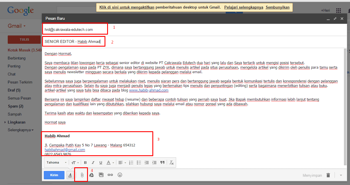 Detail Contoh Mengirim Surat Lamaran Kerja Lewat Email Nomer 28