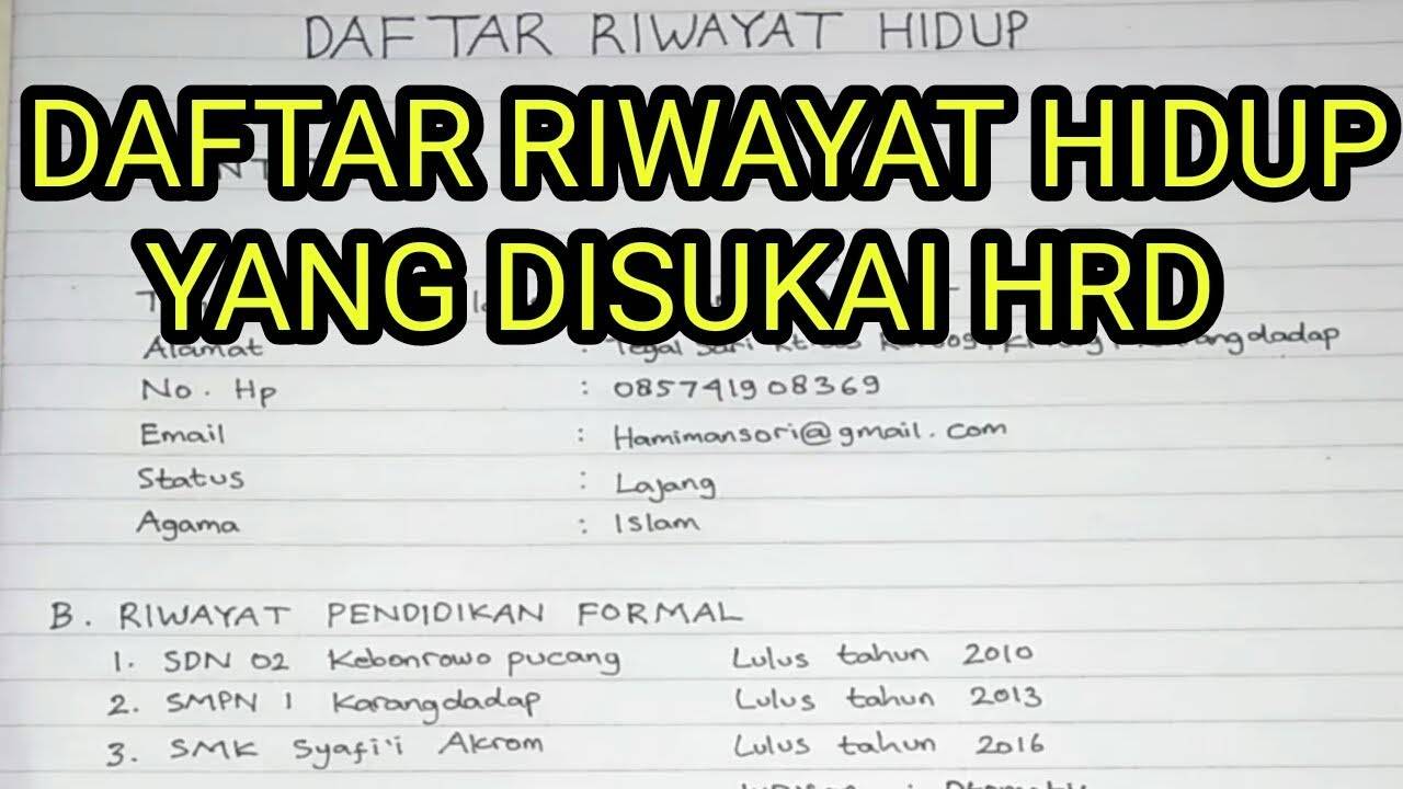 Detail Contoh Mengisi Daftar Riwayat Hidup Nomer 17