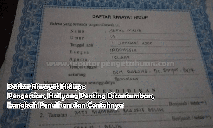 Detail Contoh Mengisi Daftar Riwayat Hidup Nomer 8