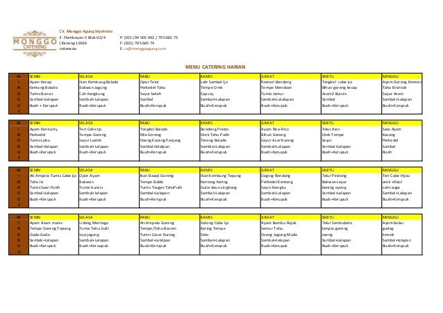 Detail Contoh Menu Catering Harian Nomer 2