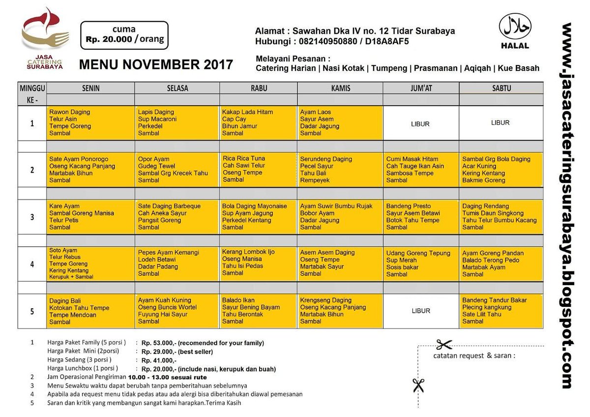 Detail Contoh Menu Catering Harian Nomer 25