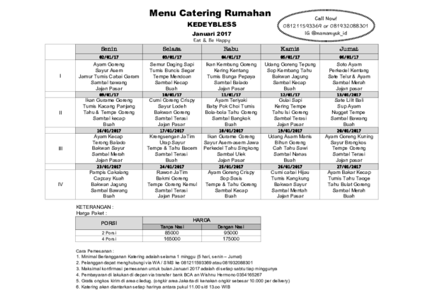 Detail Contoh Menu Catering Harian Nomer 42