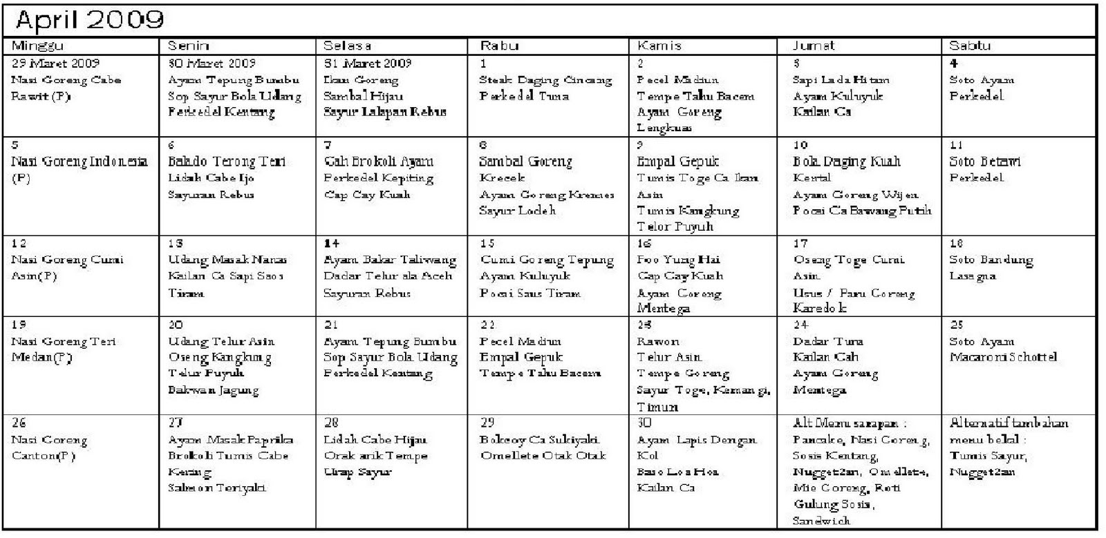 Detail Contoh Menu Mingguan Nomer 21