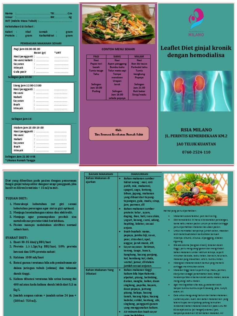 Detail Contoh Menu Sehari Penyakit Ginjal Nomer 5