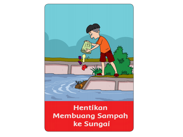 Detail Gambar Kartun Buang Sampah Di Sungai Nomer 34