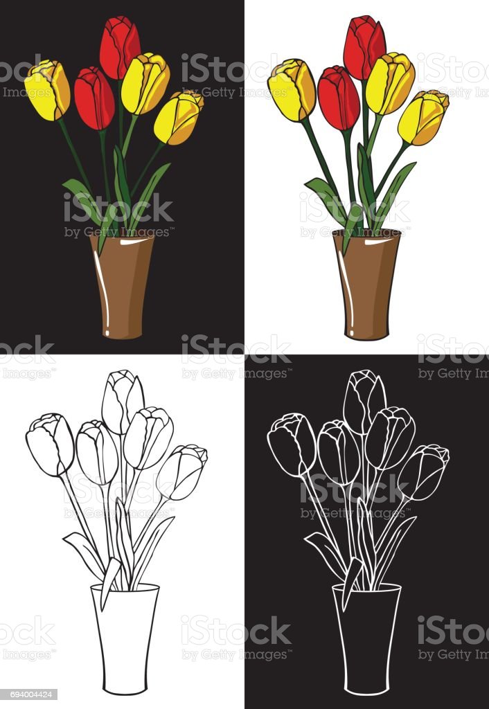 Detail Gambar Kartun Bunga Tulip Hitam Putih Nomer 43