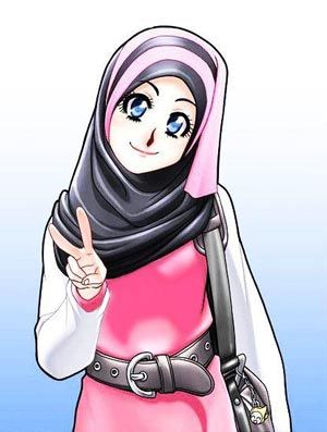 Detail Gambar Kartun Cantik Berhijab Hitam Putih Nomer 21