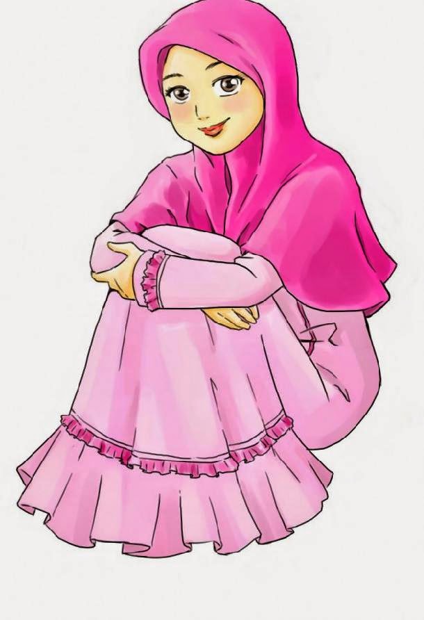 Detail Gambar Kartun Cantik Berhijab Hitam Putih Nomer 25